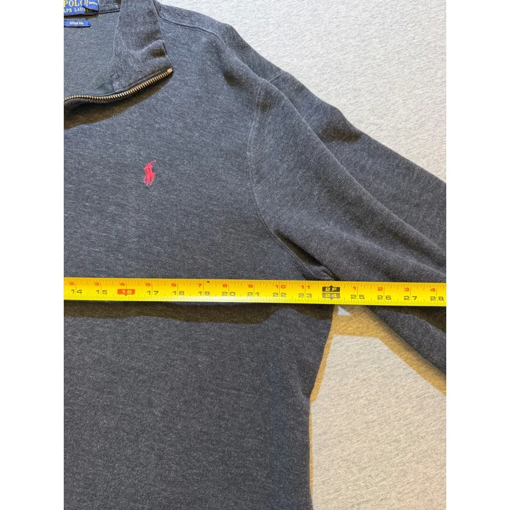 Polo Ralph Lauren Mens XL Charcoal Gray Estate Rib Quarter Zip Pullover Sweater